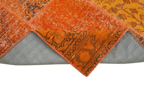 Kırk Yama Turuncu Patchwork Pamuk Yün El Dokuma Halısı 85x297 Agacan