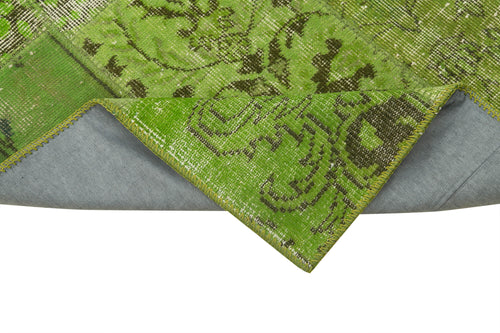 Kırk Yama Yeşil Patchwork Pamuk Yün El Dokuma Halısı 87x297 Agacan
