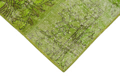 Kırk Yama Yeşil Patchwork Pamuk Yün El Dokuma Halısı 86x300 Agacan