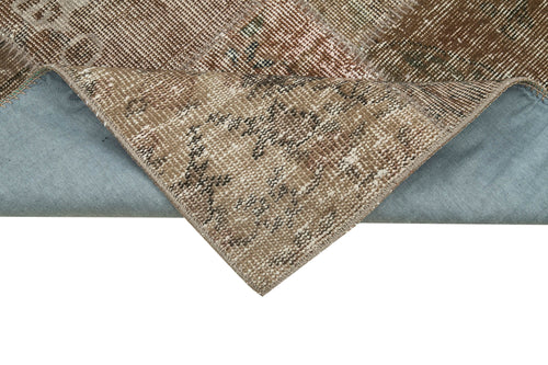 Kırk Yama Kahverengi Patchwork Pamuk Yün El Dokuma Halısı 84x300 Agacan