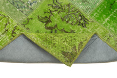 Kırk Yama Yeşil Patchwork Pamuk Yün El Dokuma Halısı 86x300 Agacan