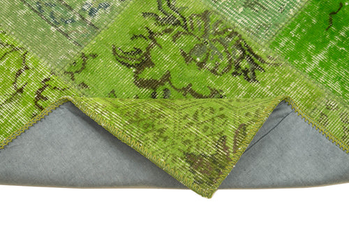 Kırk Yama Yeşil Patchwork Pamuk Yün El Dokuma Halısı 86x300 Agacan