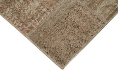 Kırk Yama Kahverengi Patchwork Pamuk Yün El Dokuma Halısı 86x301 Agacan
