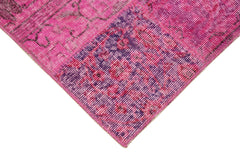 Kırk Yama Pembe Patchwork Pamuk Yün El Dokuma Halısı 85x305 Agacan