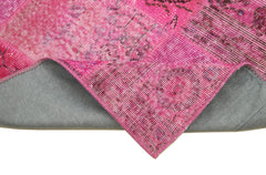 Kırk Yama Pembe Patchwork Pamuk Yün El Dokuma Halısı 85x305 Agacan