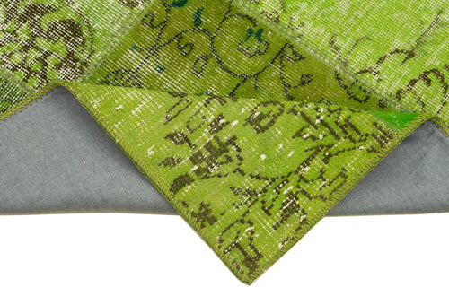 Kırk Yama Yeşil Patchwork Pamuk Yün El Dokuma Halısı 87x305 Agacan
