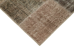 Kırk Yama Kahverengi Patchwork Pamuk Yün El Dokuma Halısı 86x304 Agacan