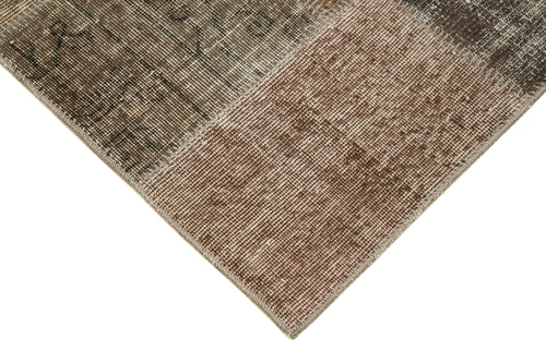 Kırk Yama Kahverengi Patchwork Pamuk Yün El Dokuma Halısı 86x304 Agacan