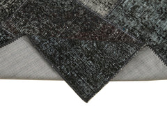 Kırk Yama Siyah Patchwork Pamuk Yün El Dokuma Halısı 86x300 Agacan
