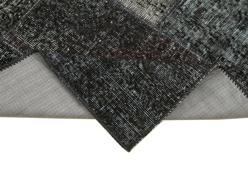 Kırk Yama Siyah Patchwork Pamuk Yün El Dokuma Halısı 86x300 Agacan
