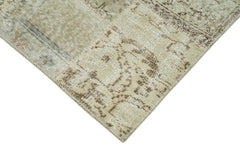 Kırk Yama Bej Patchwork Pamuk Yün El Dokuma Halısı 85x300 Agacan