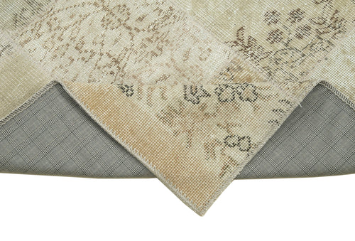 Kırk Yama Bej Patchwork Pamuk Yün El Dokuma Halısı 85x300 Agacan