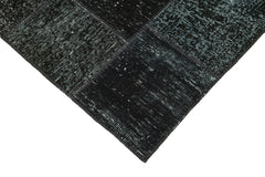 Kırk Yama Siyah Patchwork Pamuk Yün El Dokuma Halısı 85x309 Agacan