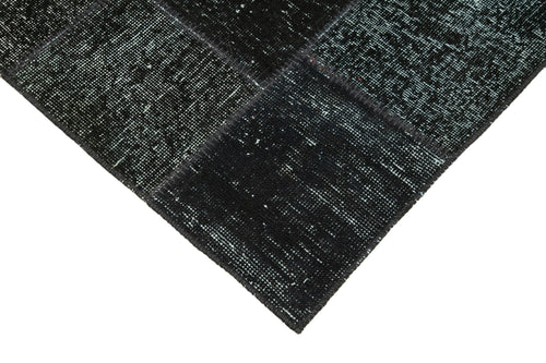 Kırk Yama Siyah Patchwork Pamuk Yün El Dokuma Halısı 85x309 Agacan