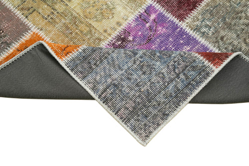 Kırk Yama Mavi Patchwork Pamuk Yün El Dokuma Halısı 91x300 Agacan