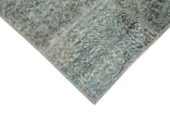 Kırk Yama Mavi Patchwork Pamuk Yün El Dokuma Halısı 85x303 Agacan