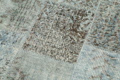 Kırk Yama Mavi Patchwork Pamuk Yün El Dokuma Halısı 85x303 Agacan