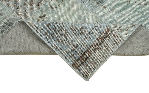 Kırk Yama Mavi Patchwork Pamuk Yün El Dokuma Halısı 85x303 Agacan