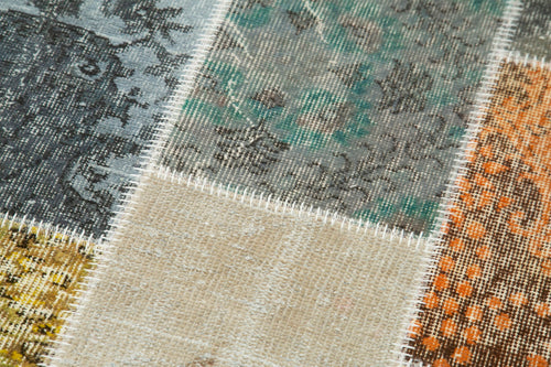 Kırk Yama Mavi Patchwork Pamuk Yün El Dokuma Halısı 91x300 Agacan