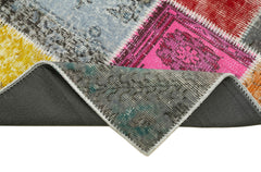 Kırk Yama Mavi Patchwork Pamuk Yün El Dokuma Halısı 91x300 Agacan