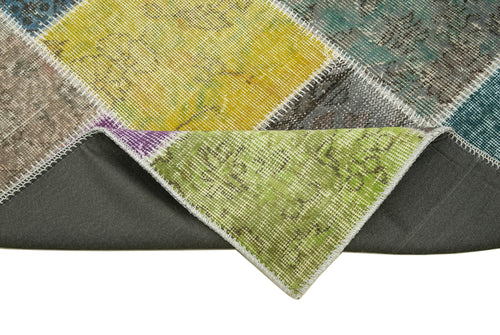 Kırk Yama Mavi Patchwork Pamuk Yün El Dokuma Halısı 91x300 Agacan