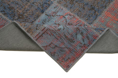 Kırk Yama Mavi Patchwork Pamuk Yün El Dokuma Halısı 88x298 Agacan