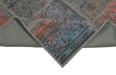 Kırk Yama Mavi Patchwork Pamuk Yün El Dokuma Halısı 88x300 Agacan