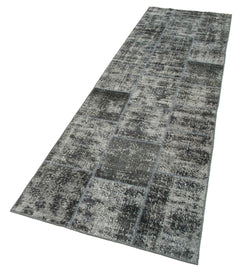 Kırk Yama Gri Patchwork Pamuk Yün El Dokuma Halısı 85x306 Agacan