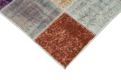 Kırk Yama Mavi Patchwork Pamuk Yün El Dokuma Halısı 83x297 Agacan