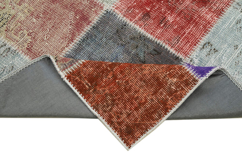 Kırk Yama Mavi Patchwork Pamuk Yün El Dokuma Halısı 83x297 Agacan
