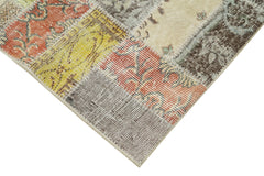 Kırk Yama Mavi Patchwork Pamuk Yün El Dokuma Halısı 86x325 Agacan