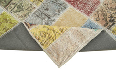 Kırk Yama Mavi Patchwork Pamuk Yün El Dokuma Halısı 86x325 Agacan