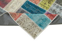 Kırk Yama Mavi Patchwork Pamuk Yün El Dokuma Halısı 86x300 Agacan