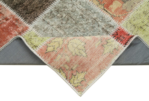 Kırk Yama Mavi Patchwork Pamuk Yün El Dokuma Halısı 85x295 Agacan