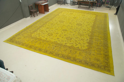 Tebriz Sarı Klasik Pamuk Yün El Dokuma Halısı 440x626 Agacan