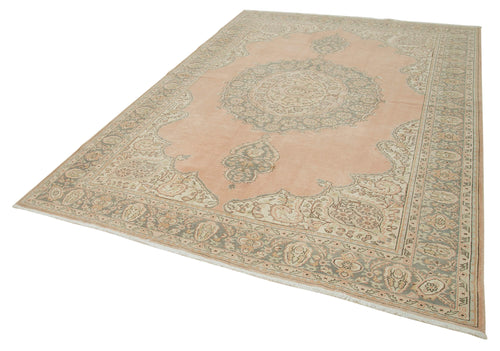 Kayseri Vintage Bej Eskitme Pamuk Yün El Dokuma Halısı 207x300 Agacan