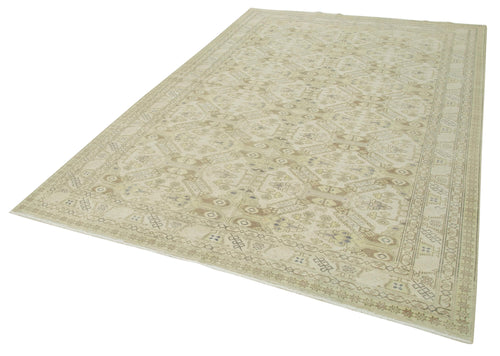 Kayseri Vintage Bej Eskitme Pamuk Yün El Dokuma Halısı 195x294 Agacan
