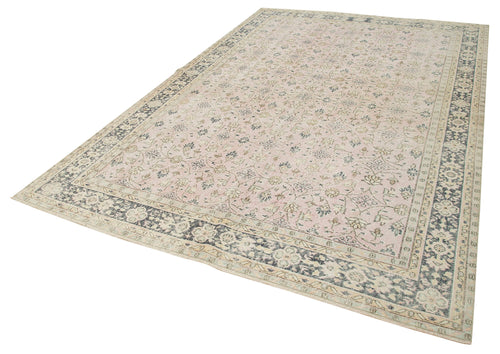 Kayseri Vintage Bej Eskitme Pamuk Yün El Dokuma Halısı 205x306 Agacan