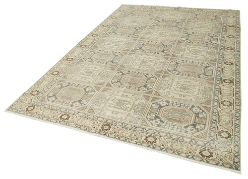Kayseri Vintage Bej Eskitme Pamuk Yün El Dokuma Halısı 196x292 Agacan
