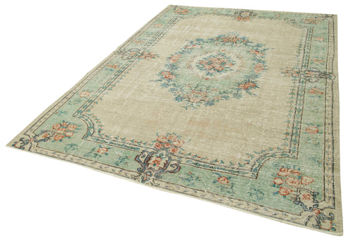 Kayseri Vintage Bej Eskitme Pamuk Yün El Dokuma Halısı 197x275 Agacan