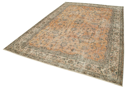 Kayseri Vintage Bej Eskitme Pamuk Yün El Dokuma Halısı 221x333 Agacan