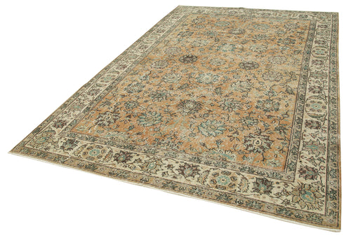 Kayseri Vintage Bej Eskitme Pamuk Yün El Dokuma Halısı 206x313 Agacan