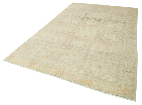 Kayseri Vintage Bej Eskitme Pamuk Yün El Dokuma Halısı 195x295 Agacan