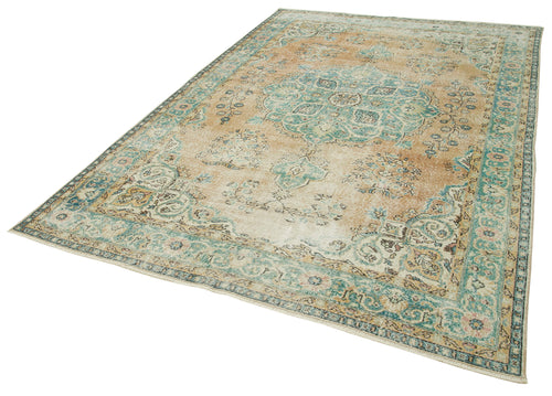 Kayseri Vintage Bej Eskitme Pamuk Yün El Dokuma Halısı 206x317 Agacan