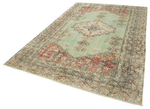 Kayseri Vintage Bej Eskitme Pamuk Yün El Dokuma Halısı 196x310 Agacan