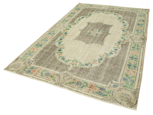 Kayseri Vintage Bej Eskitme Pamuk Yün El Dokuma Halısı 168x272 Agacan
