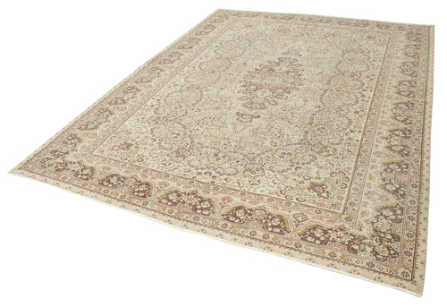 Kayseri Vintage Bej Eskitme Pamuk Yün El Dokuma Halısı 215x289 Agacan