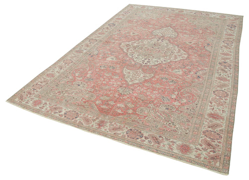 Kayseri Vintage Bej Eskitme Pamuk Yün El Dokuma Halısı 191x290 Agacan