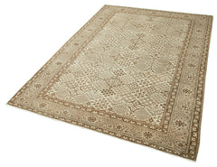 Kayseri Vintage Bej Eskitme Pamuk Yün El Dokuma Halısı 146x218 Agacan