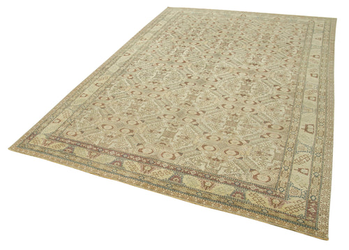 Kayseri Vintage Bej Eskitme Pamuk Yün El Dokuma Halısı 195x279 Agacan